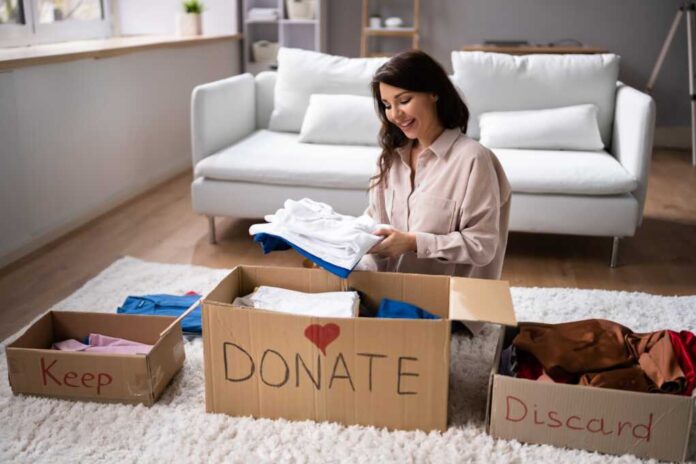 Donating,Decluttering,And,Cleaning,Up,Wardrobe,Clothes