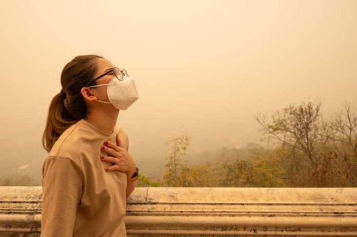 Asian,Woman,Having,Respiratory,Allergy,Caused,Of,By,Bad,Air