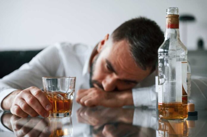 Conception,Of,Addiction.,Upset,Young,Man,Drinker,Alcoholic,Is,Indoors.