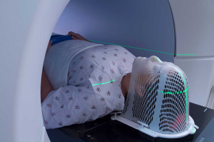 Woman,Receiving,Radiation,Therapy,Medical,Treatment,For,Cancer