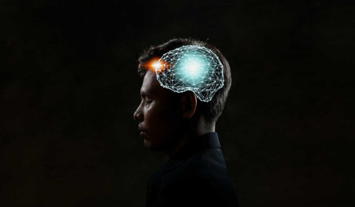 Human,Head,And,Brain.artificial,Intelligence,,Ai,Technology,,Thinking,Concept.